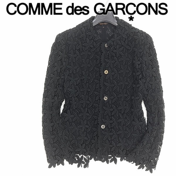 ヴィンテージ◆COMME des GARCONS/コムデギャルソン AD1990 花柄 総レース ジャケット ブラック S拍卖