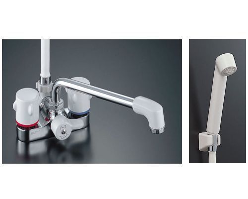 ログハウス等に 2ハンドル式シャ ワーバス水栓 デッキタイプ拍卖