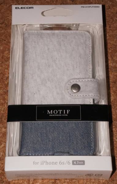 ☆新品★ELECOM iPhone6s/6 MOTIF スウェット生地カバー ベルトスナップ付き ホワイト×ブルー拍卖