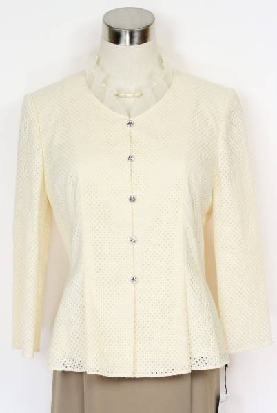 新品 11号 百貨店 ドルチェ 東京ソワール フォーマル ジャケット ブラウス 結婚式 ミセス40歳~ 春夏秋口 クリーム色 レディース拍卖