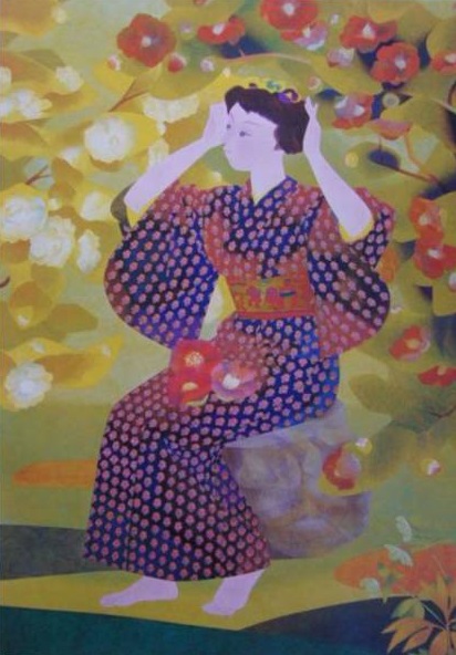 北沢 映月、花、大判、美人画集画、新品額装付、salt拍卖