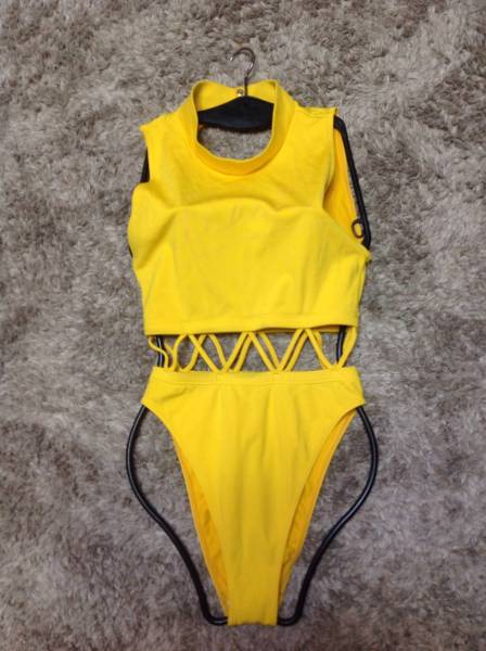 鮮やかイエロー超絶SEXYカットハイネック超ハイレグレオタード Mサイズ used超美品拍卖
