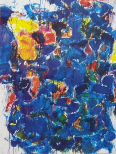 サム・フランシス、ブルー、希少画集画、新品額装付、状態良好、salt拍卖