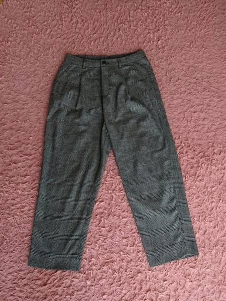 最終値下げ 中古 レディース 冬用 ズボン おじパン チェック柄 グレー拍卖