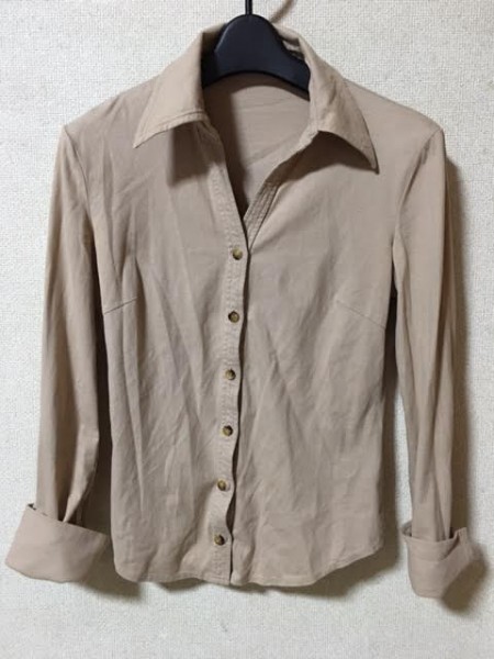 *【日本製】 MOZICA レディース 長袖シャツ ベージュ拍卖