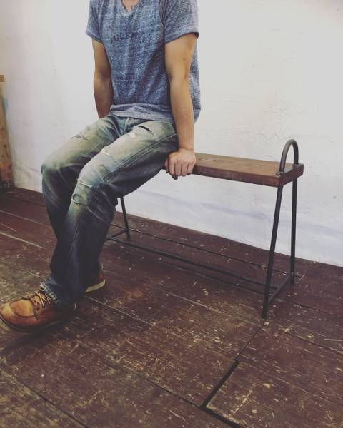 数量限定 CTB-50-90 ベンチ 腰掛け 飾り棚 靴棚 花台 ディスプレイ アイアン 古材 フラワースタンド 踏み台拍卖