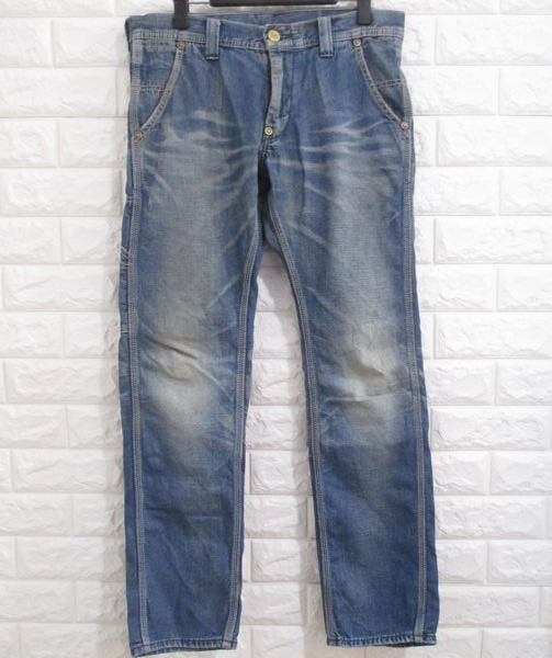 【ビンテージ加工!】Lee/リー ロングL◆デニム ぺインターパンツ ローライズ/05909◆Sサイズ拍卖