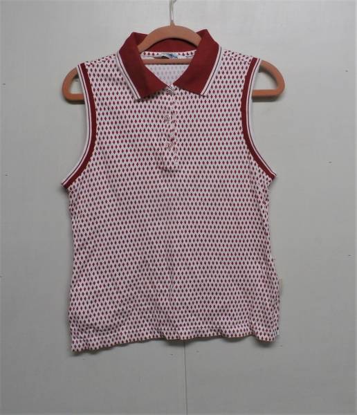 13647 ◆ ミズノ:EVANOVA 赤×白 ノースリーブ トップス サイズL 日本製 拍卖