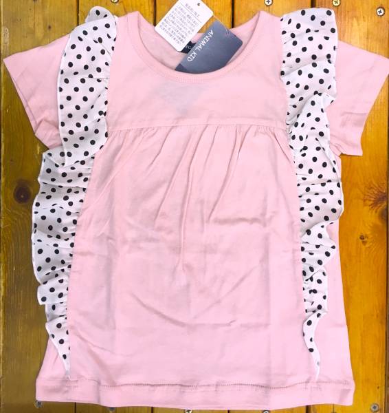 処分! 新品タグ付 ANIMAL KID アニマルキッド★水玉 フリル 子供 半袖Tシャツpk★130cm 9-10才 ¥1430拍卖