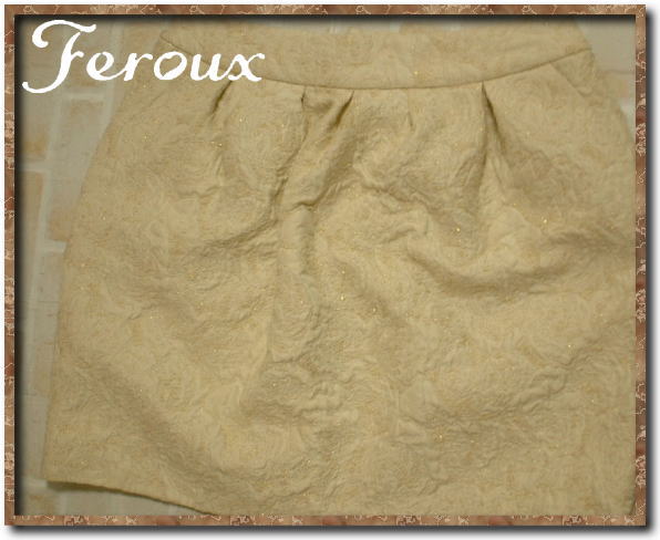 美品!!☆Feroux フェルゥ ラメ入りジャガードスカート ベージュ☆拍卖