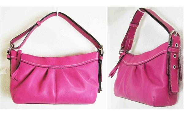 未使用・タグ付き■COACH【コーチ】ピンク 本革 2WAY バッグ タグ付拍卖
