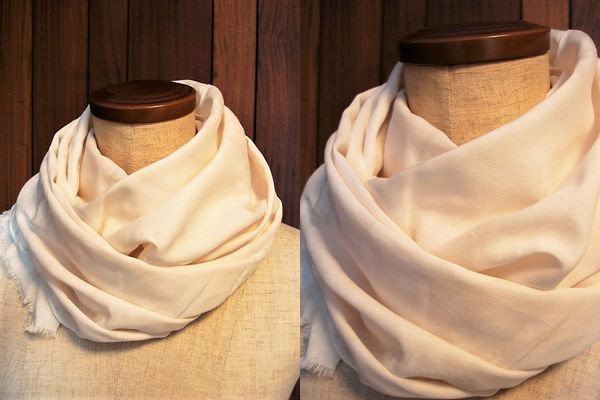 ヒョウ柄綿ジャガードストール★アイボリー ハンドメイド 拍卖