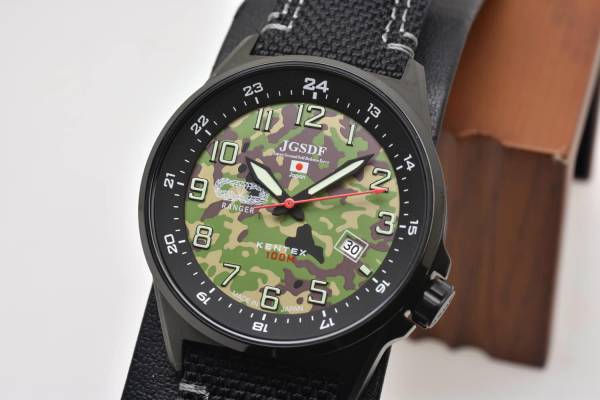 ★新品・日本製!KENTEX ケンテックス 陸上自衛隊 Ranger Standard レンジャー スタンダード S715M-08 迷彩文字盤 ブラックナイロン★拍卖