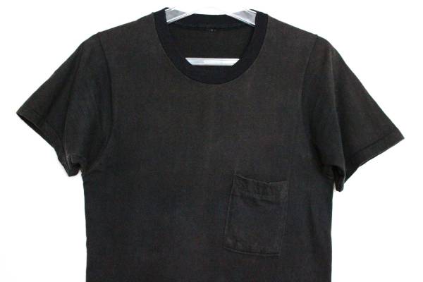 黒 ツートン★70's 耳付き コットン100% ポケットTシャツ ビンテージ ポケT USA 古着 レア拍卖