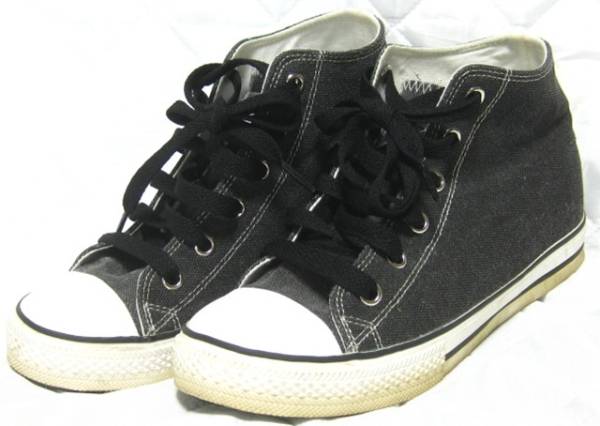 靴 23.5㎝~24㎝位 mnx15 シークレット ヒール スニーカー ハイカット 黒×白 サイズ不明拍卖