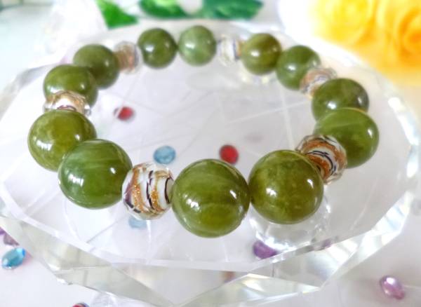 ☆5月6日の誕生日石☆良縁☆希望☆愛のエネルギー☆アイドクレース☆ベスビアナイト☆ゴールドラインとんぼ玉☆大珠12mm☆16cm☆拍卖