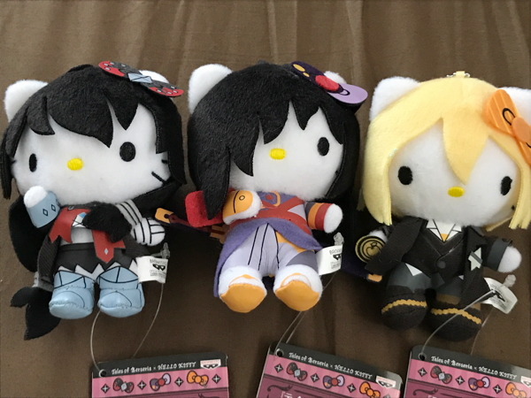 セガ・ナムコ限定!テイルズ オブ シリーズ×ハローキティ ますこっとぬいぐるみvol.1 全3種 アイゼン ロクロウ ベルベット マスコット拍卖