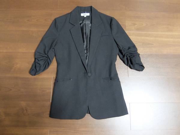 インポートの七分袖黒ジャケットスーツ36号拍卖