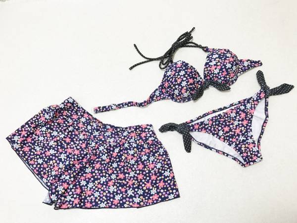 ●水着 9M●東京印◆ワイヤービキニ*ひらりキュロットパンツ水着:花柄拍卖