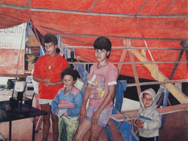 吉井淳二、【サーカスの子供たち】、希少画集画、高級新品額・額装付、状態良好、送料無料拍卖