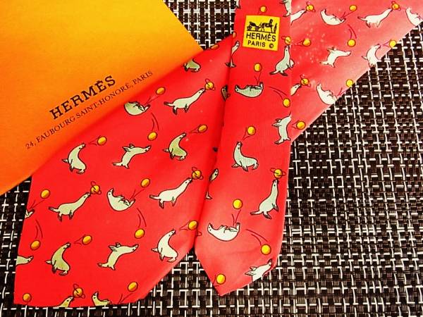 ・ω・ ★SALE/1689★エルメス【あしか・アシカ】のネクタイ♪拍卖