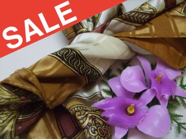 (^_^)良品/スカーフ/トラサルディ/TRUSSARDI/茶色/ベルト柄/上品な柄/F4拍卖