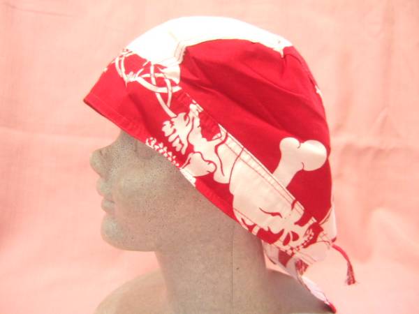 横浜最新 THEドクロ♪スカールバンダナキャップ赤 4枚まで送料180円 ξbcξ ξ 47s拍卖