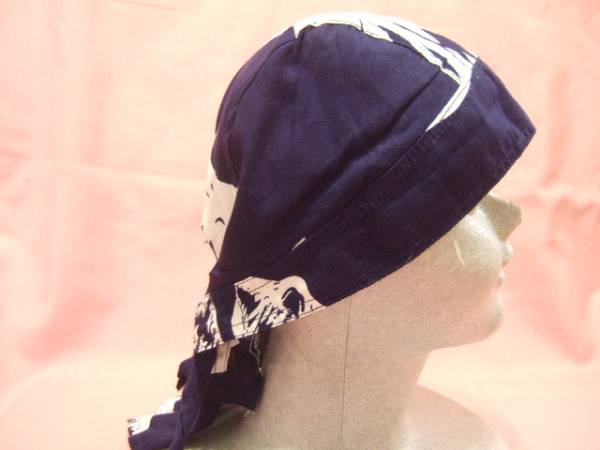 横浜最新 牙ドクロ☆スカールバンダナキャップ紺 4枚まで送料180円 ξbcξ ξ 48s拍卖