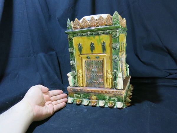 ③pA 三彩舎利容器 博物館、ミュージアム級 北宋時代 10世紀 中国 古玩 仏教 仏像 唐三彩 発掘品 490000拍卖