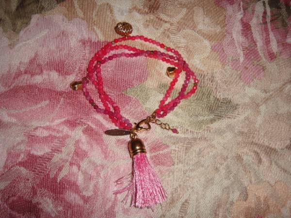 ネオンカラーショッキングピンクメノウブレスレット未使用拍卖