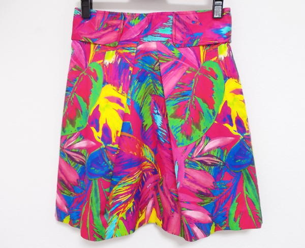 新品★MILLY★ミリー★フェザープリント★ミニスカート★4★ストレッチ★ピンク拍卖