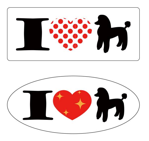 I Love トイプードルのステッカーです。W150mm×H60mm 2枚拍卖