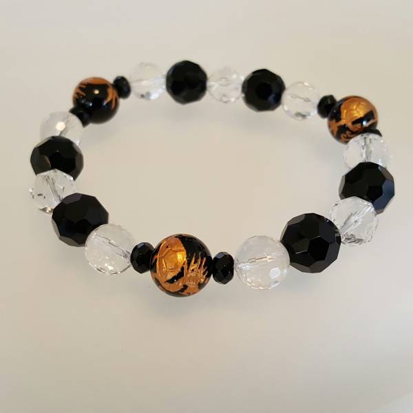 【新品】天然石ブレスレット★パワーストーン オニキス 水晶 メンズ18cm 玄武 お守り拍卖