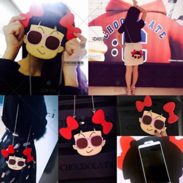 新品#3Dビッグフェイス#女の子#iPhone6 6s カバー#チェーン付拍卖