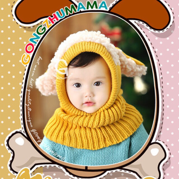 新品#即決#うさぎ ひつじ#ニット 帽子 マフラー#イエロー拍卖