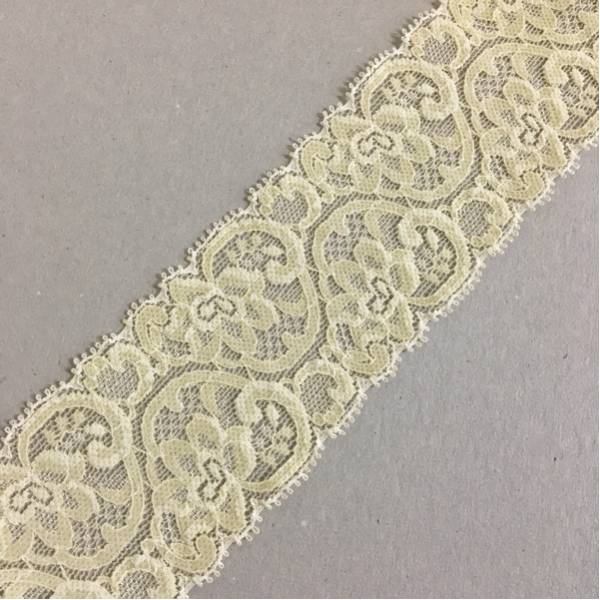 ■50mm巾ゴム入りレース 10m巻 ベージュ 編み物 手芸 バッグ ベルト 素材 #6600■拍卖