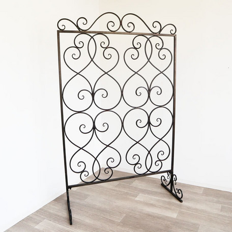 特価!アンティーク調バロック調ゴシック調ブラックアイアンスクリーン1枚型 ブラックアイアンパーティション1枚型 ブラック衝立間仕切り拍卖