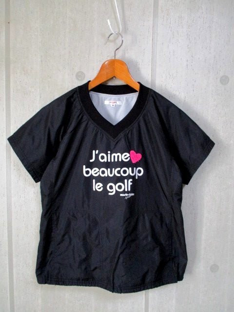 e33 marie claire マリクレール ナイロン半袖プルオーバー サイズM 黒 45拍卖