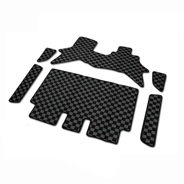 フロアマット エブリイワゴン DA17W チェック格子柄 ステップマットset グレー×ブラック AP-FM0221BG拍卖