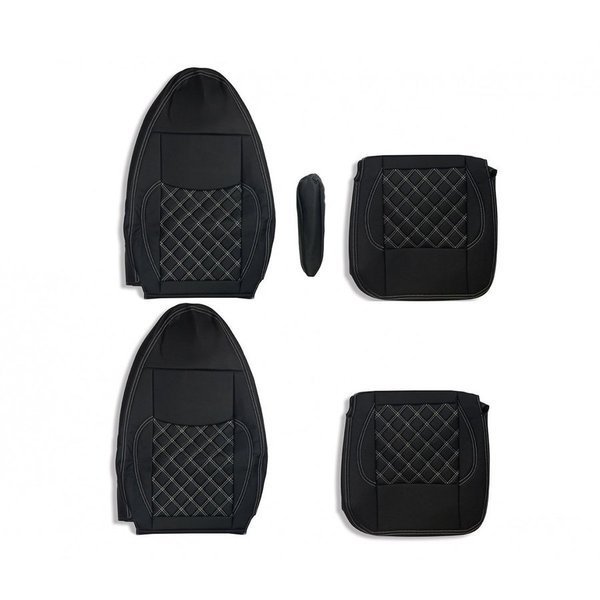 シートカバー ベストワン ファイター 艶無し 黒 運転席 助手席 1台分 セット キルティング ホワイトキルト RM-CV006RL-WL拍卖