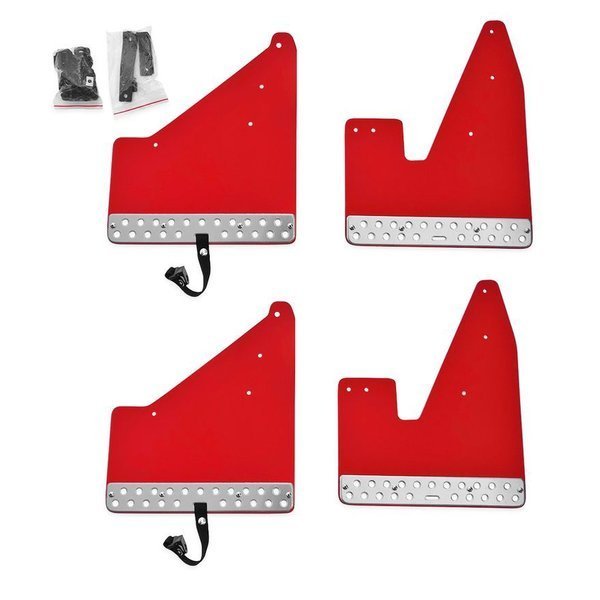 トヨタ 50系 RAV4 平成31年4月~ マッドガード EVA樹脂製 ベルト付き 泥除け オフロード 専用設計 1台分 レッド EVA 樹脂 新品拍卖