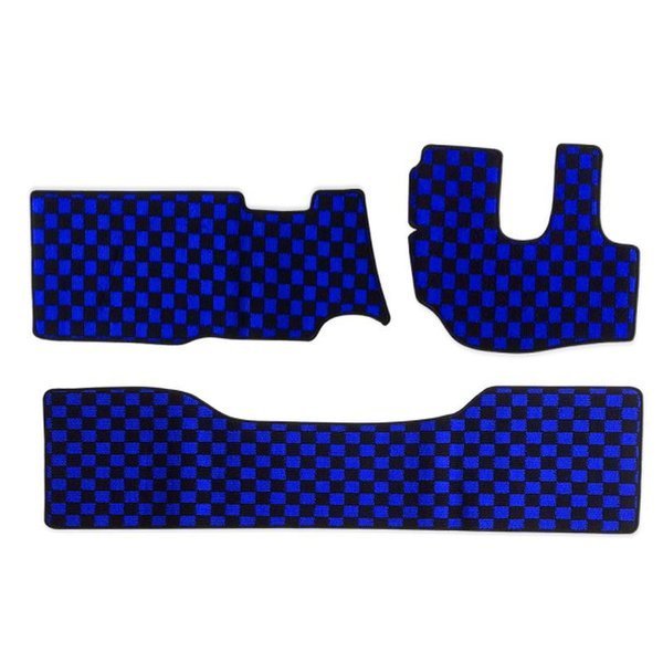 デュトロ ダイナ トヨエース H11年5月- 標準 ダブルキャブ フロアマット フロント リア ブルー x ブラック チェック 青x黒 PA-TFM2122-BL拍卖