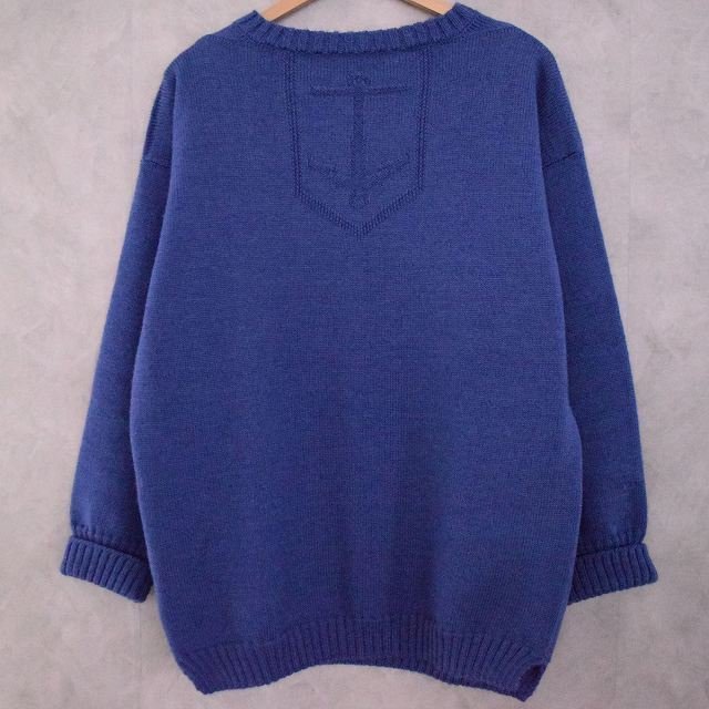 【値下げ対象外】 Guernsey Sweater Blue ビンテージ ガンジーセーター ウール アウター 古着 青 大きめ ゆったり アンカー柄拍卖