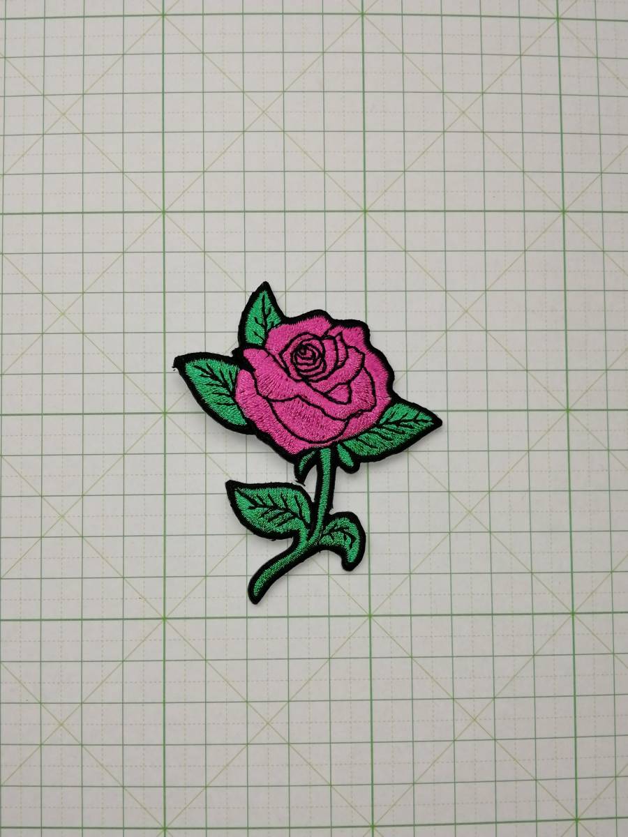 //☆ 薔薇 ワッペン ROSE ばら ピンク 花 フラワー 1枚 ★ アイロン接着OK拍卖