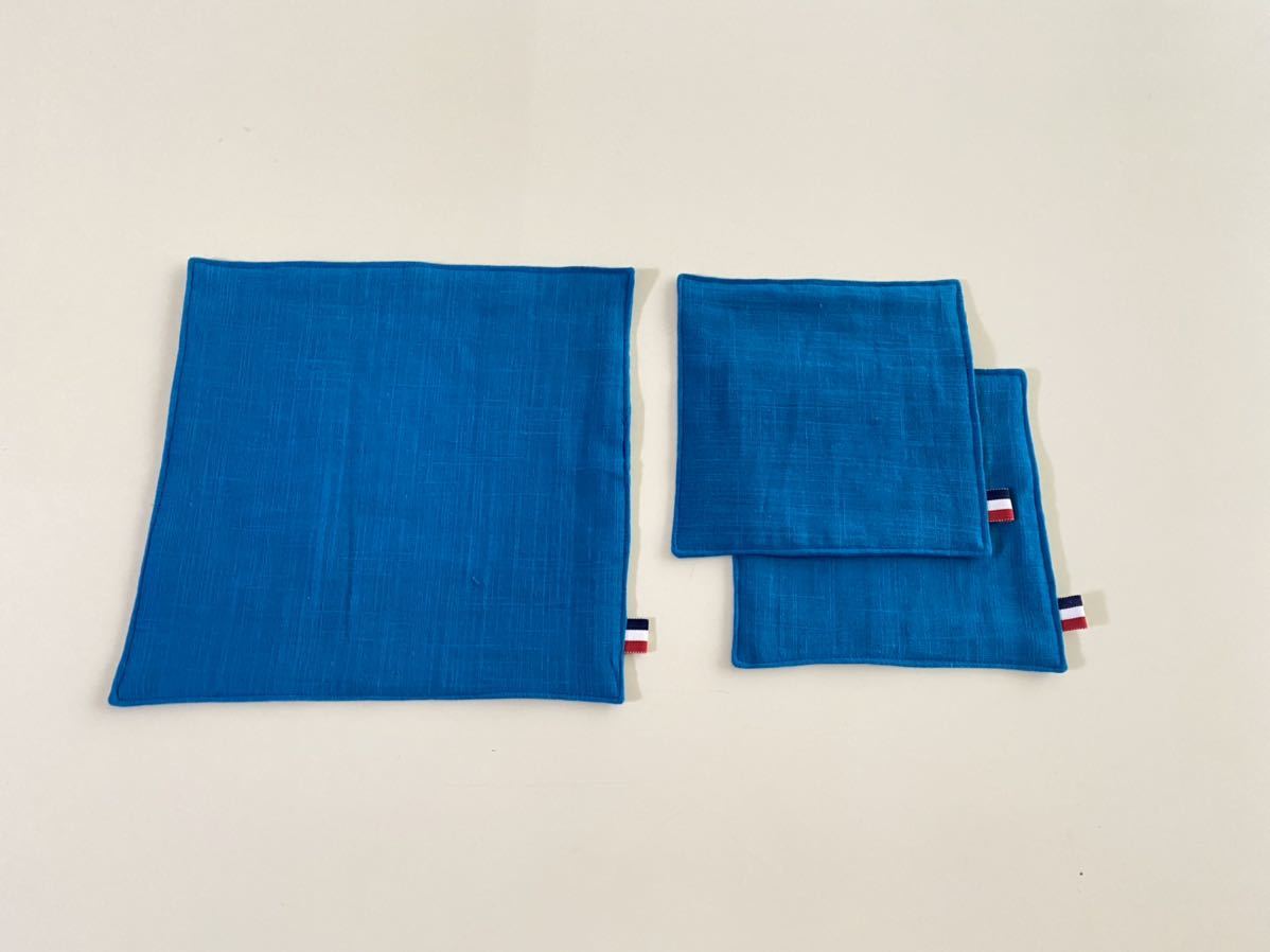 ハンドメイド★ガーゼハンカチ 22cmと15cmの3枚セット(187)拍卖