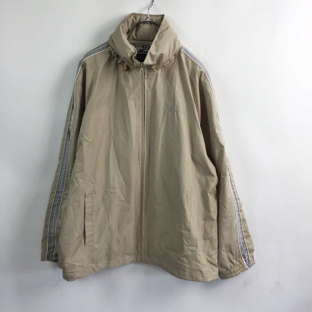 サイドライン★PIKO/ピコ ナイロンジャケット 内メッシュ 刺繍 ベージュ サイズL 当時物 メンズ拍卖