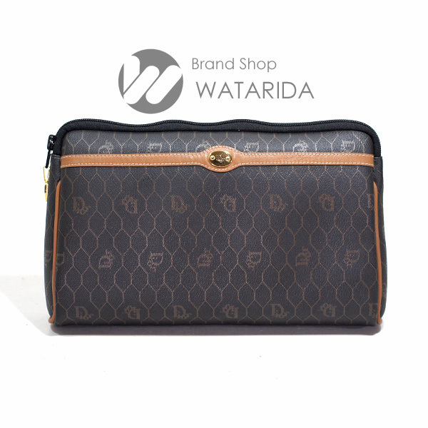 クリスチャン ディオール Christian Dior ポーチ ヴィンテージ ハニカム柄 クラッチ バッグ ブラウン 送料無料拍卖