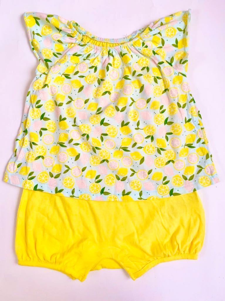 babyGAP 12-18months 80CM 0歳1歳女の子 レモン柄ボディスーツ 総柄 おしゃれ 夏お出掛け 赤ちゃんおめかし 袖フリル 可愛いロンパース黄色拍卖