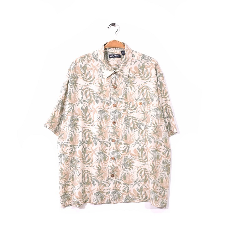 【送料無料】 ピューリタン レーヨン アロハシャツ ハワイアンシャツ 総柄 メンズL puritan アメカジ 古着 CB0900拍卖