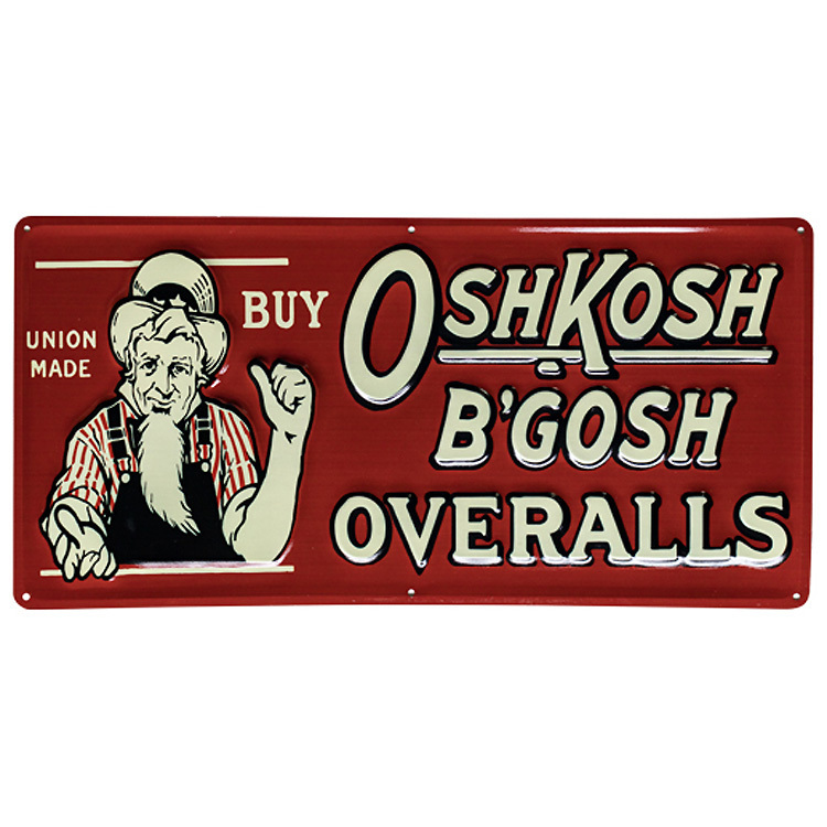 看板 エンボス メタルサイン OSHKOSH オシュコシュ BUY Lサイズ 高さ29×幅59cm ブリキ看板 店舗 インテリア拍卖
